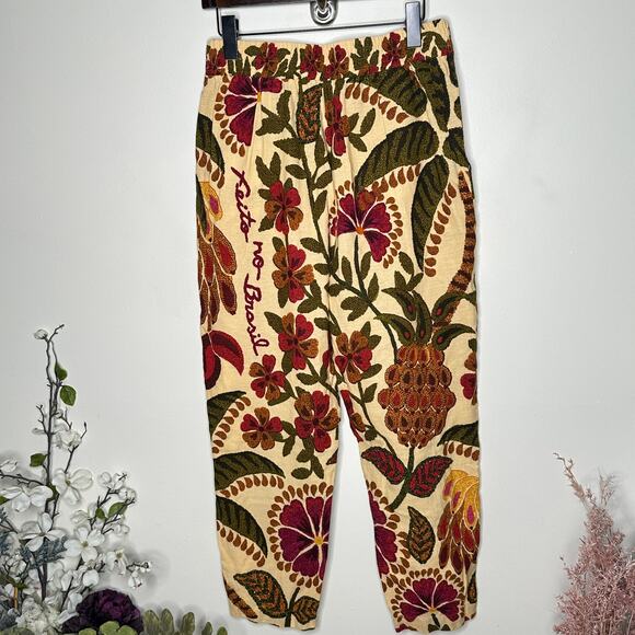 FARM RIO Linen Blend Handmade Tropical Ankle Pants Sz L $188 {J29} - Picture 3 of 6